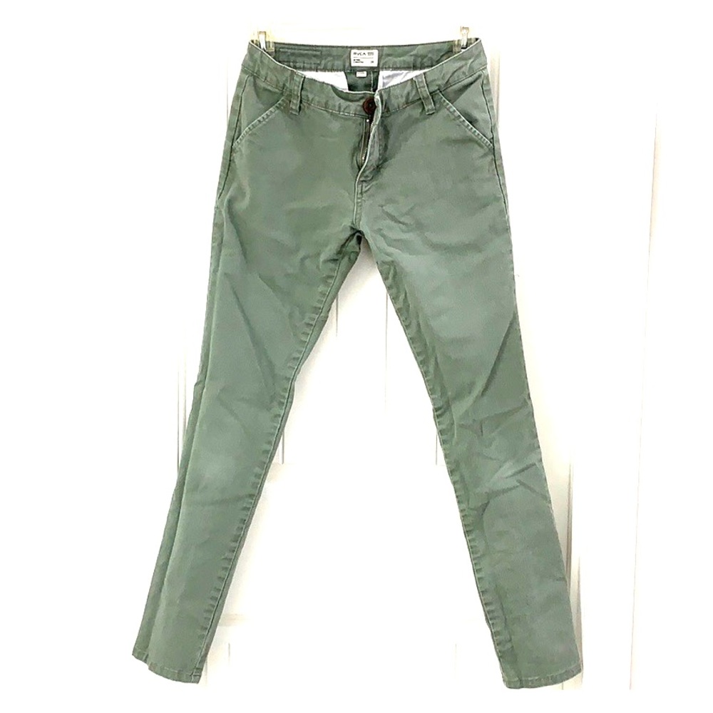 olive green RVCA skinny jeans